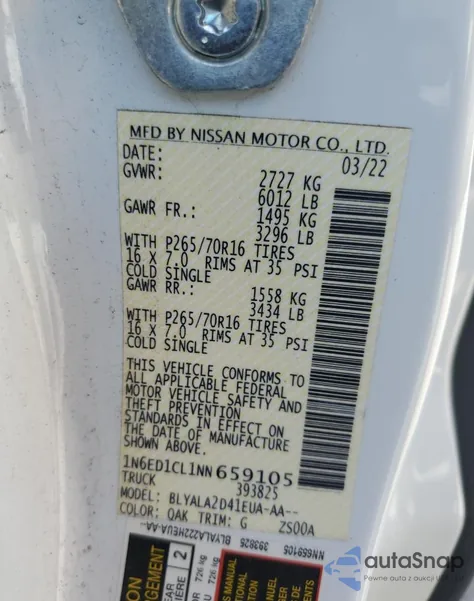 2022 Nissan Frontier S из США, поврежденный, VIN 1N6ED1CL1NN659105